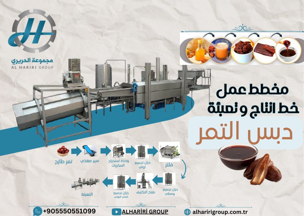 مصنع وخط انتاج دبس التمر انتاج مجموعة الحريري للتصدير لكل بلاد العالم
